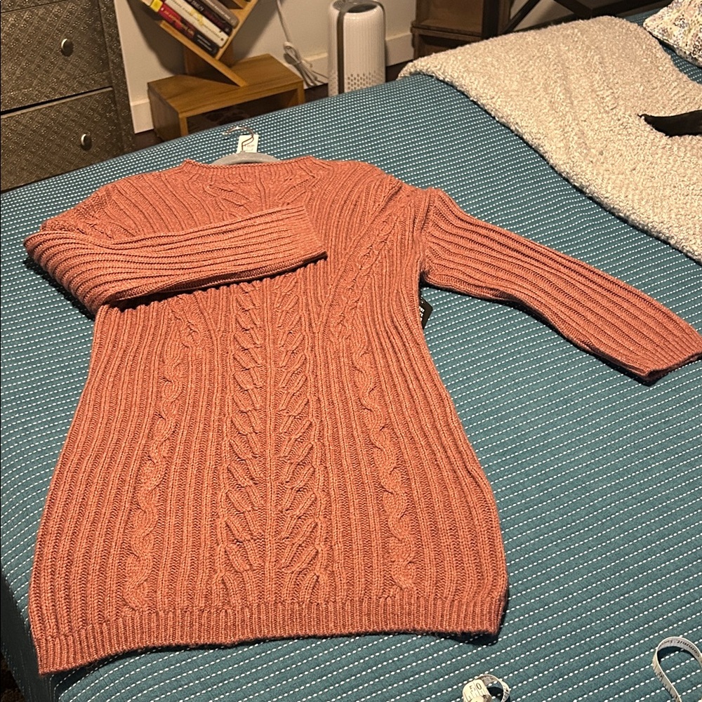 Express Women's Cable Knit Sweater Dress- NWT MAUVE/ ROSE LARGE